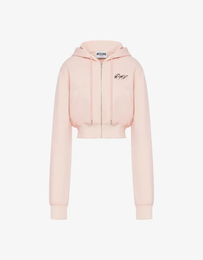 Embroidered cotton crop sweatshirt