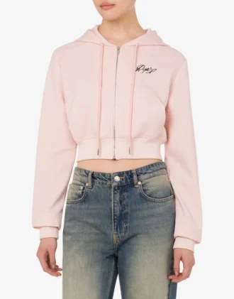 Embroidered cotton crop sweatshirt Embroidered cotton crop sweatshirt