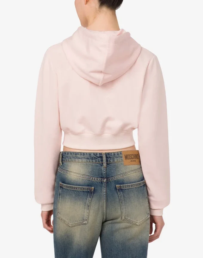 Embroidered cotton crop sweatshirt