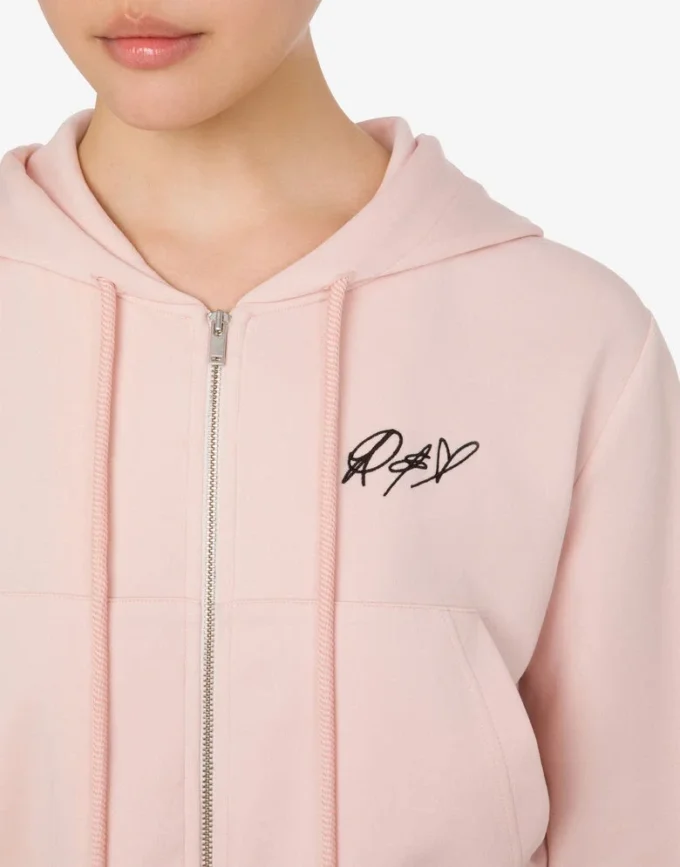 Embroidered cotton crop sweatshirt