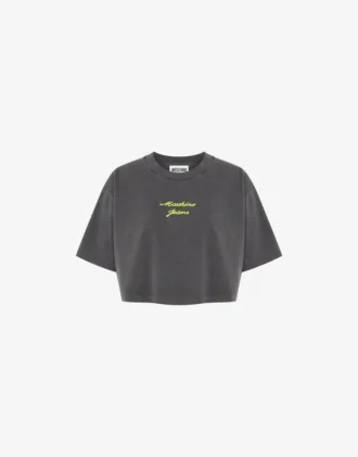 Embroidered cotton jersey crop top