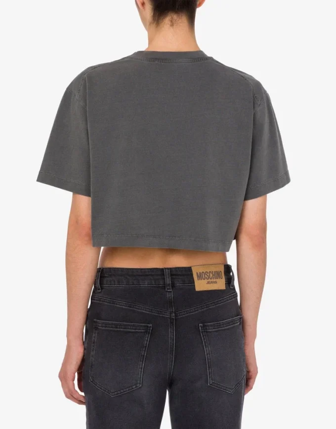 Embroidered cotton jersey crop top Embroidered cotton jersey crop top