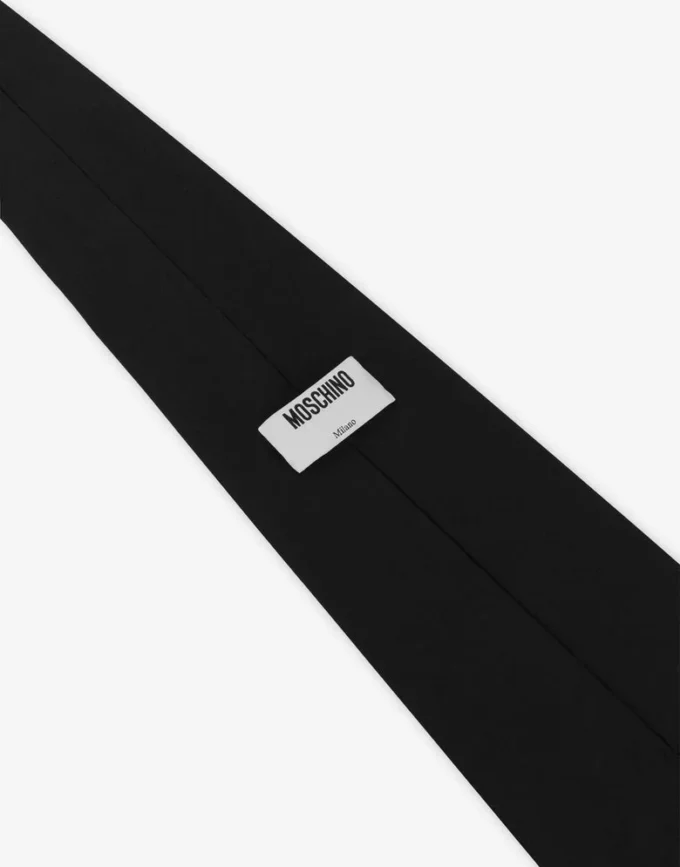 Embroidered cotton poplin tie