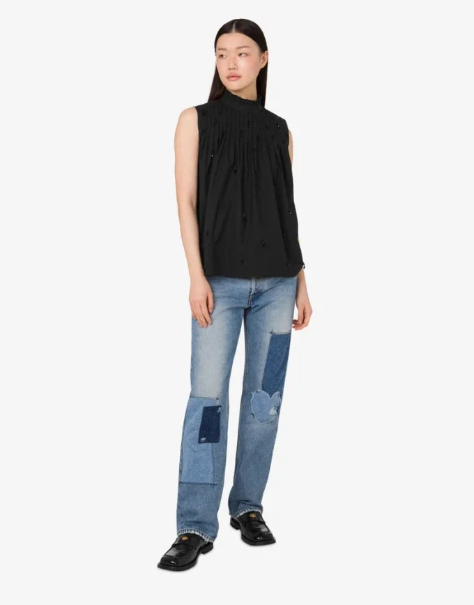 Embroidered cotton poplin top Embroidered cotton poplin top