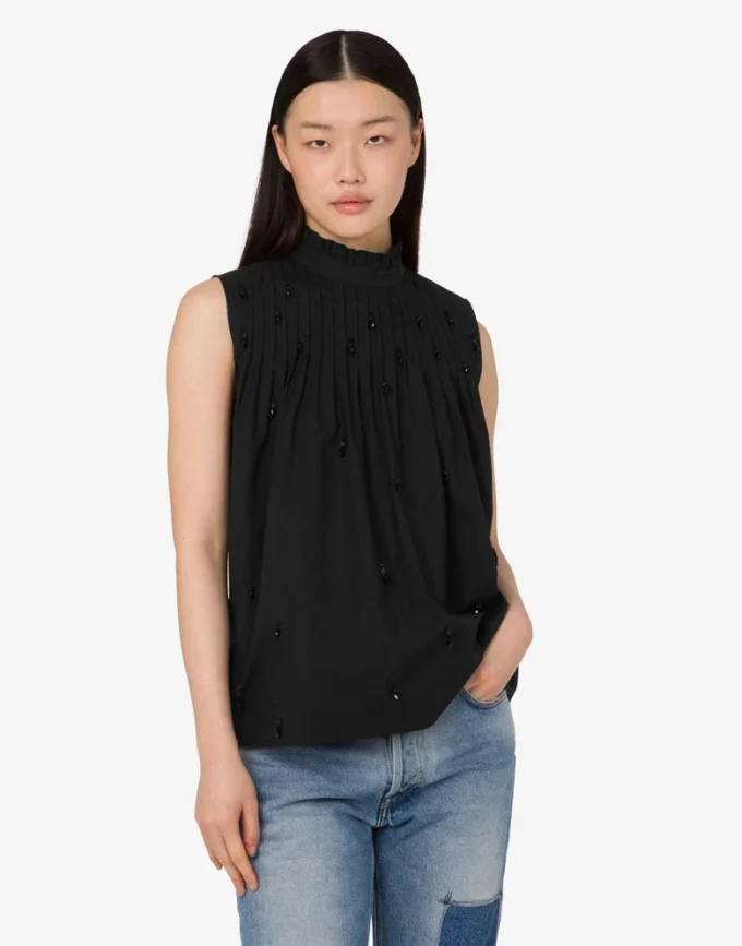Embroidered cotton poplin top Embroidered cotton poplin top
