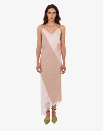 Embroidered silk blend dress