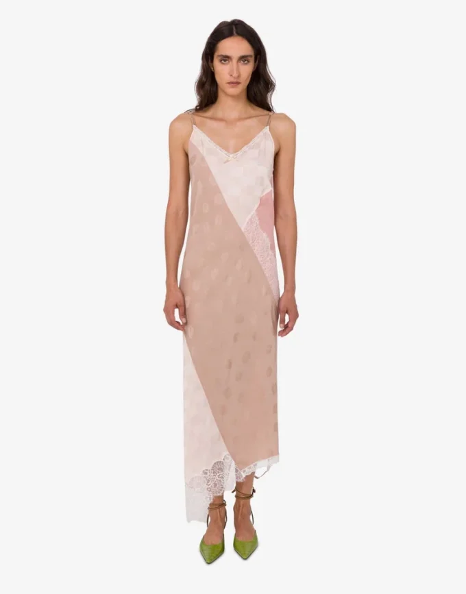 Embroidered silk blend dress