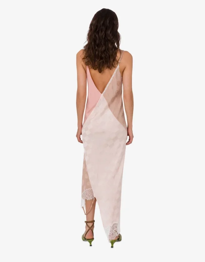 Embroidered silk blend dress