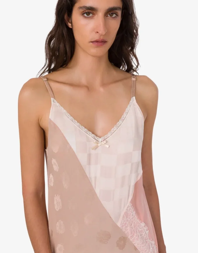 Embroidered silk blend dress