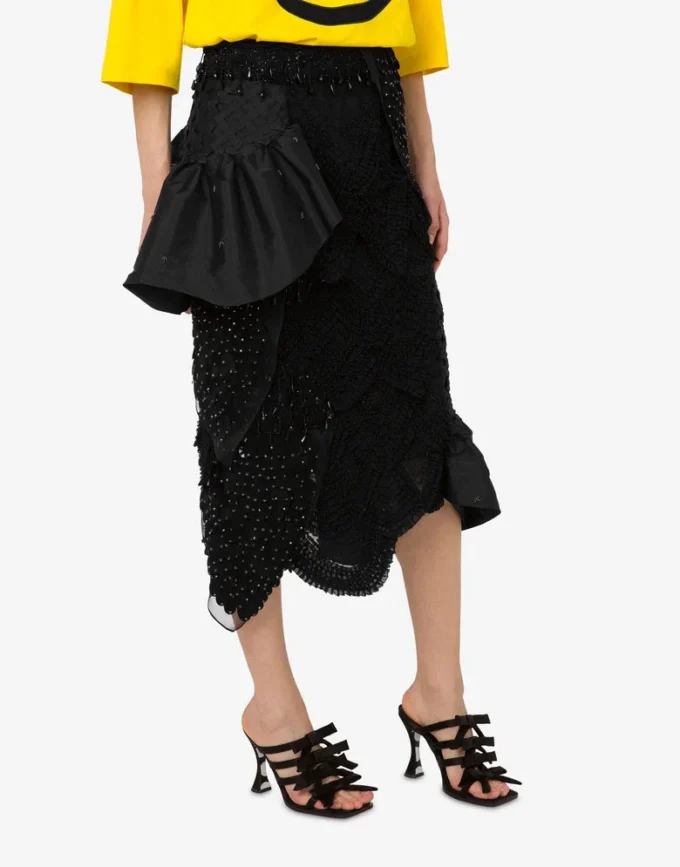 Embroidered silk organza skirt
