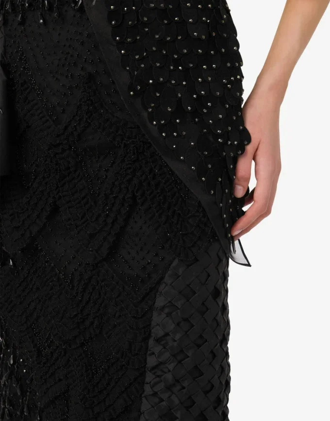 Embroidered silk organza skirt