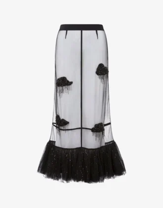 Embroidered tulle skirt