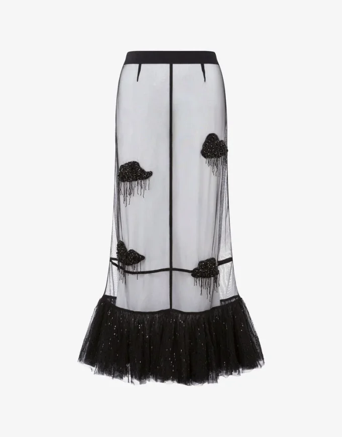 Embroidered tulle skirt
