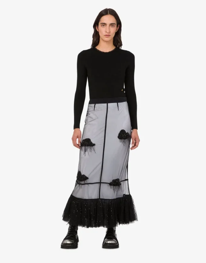 Embroidered tulle skirt