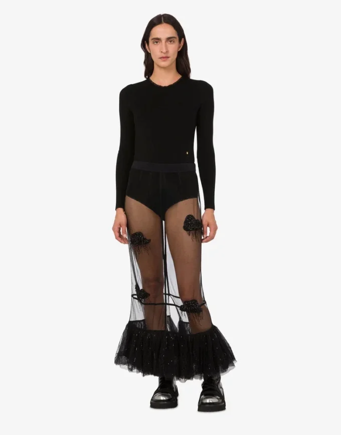 Embroidered tulle skirt