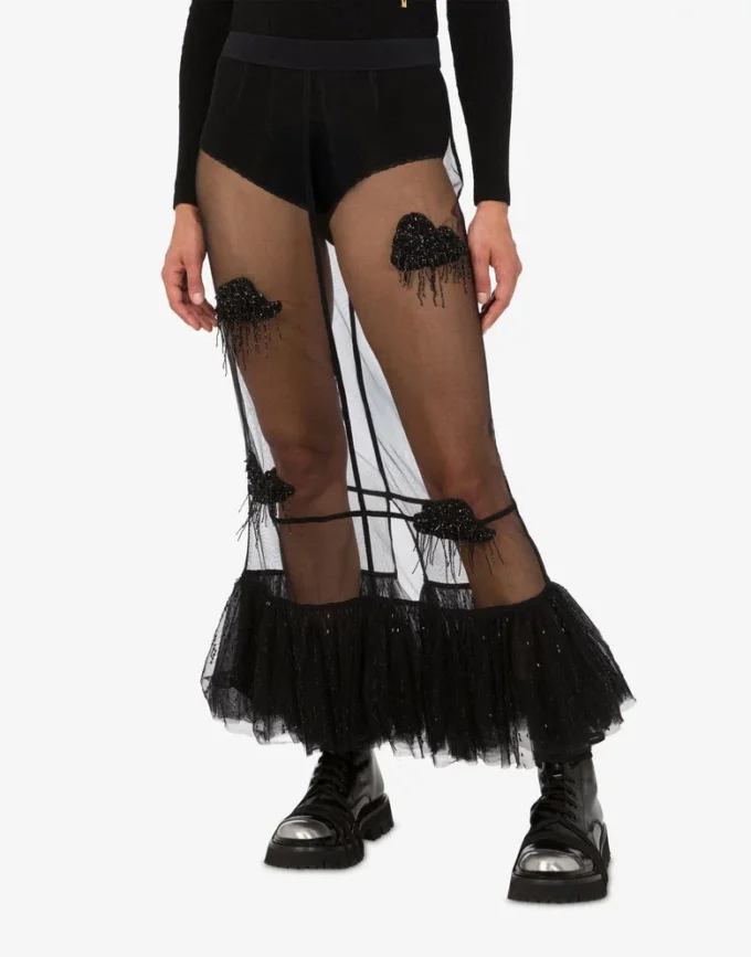 Embroidered tulle skirt