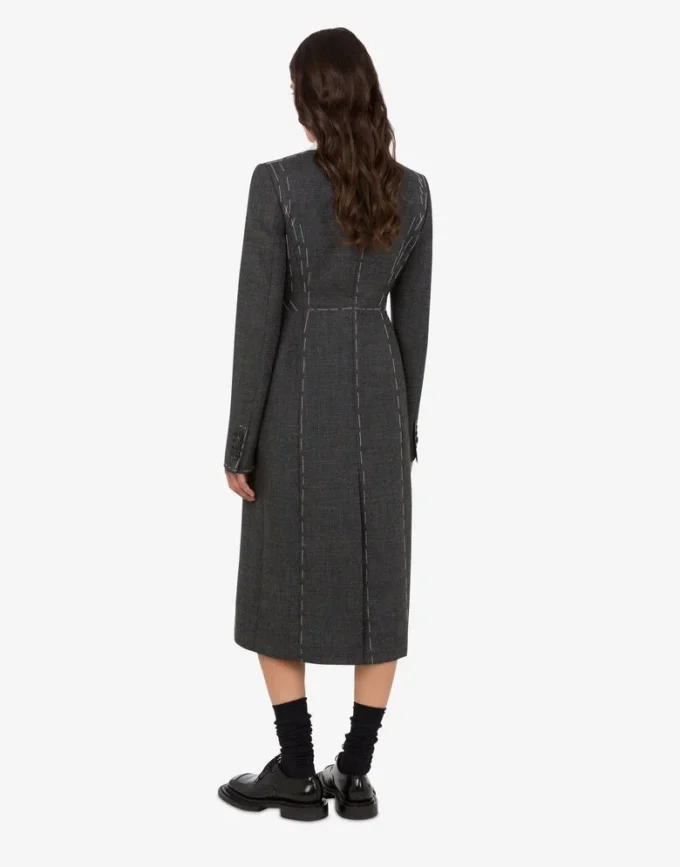Embroidered wool canvas coat