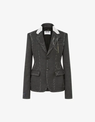 Embroidered wool canvas jacket