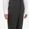 Embroidered wool canvas pants