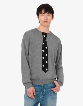 Extra-fine merino wool pullover with intarsia
