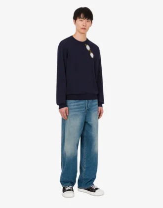 Extra-fine merino wool pullover with intarsia