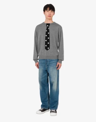 Extra-fine merino wool pullover with intarsia