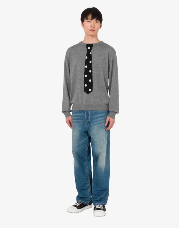 Extra-fine merino wool pullover with intarsia