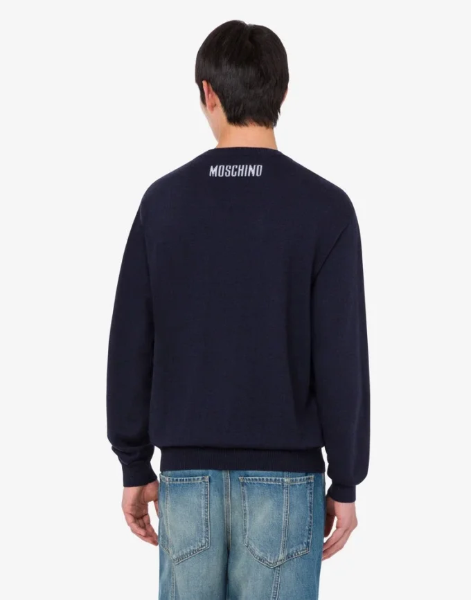 Extra-fine merino wool pullover with intarsia