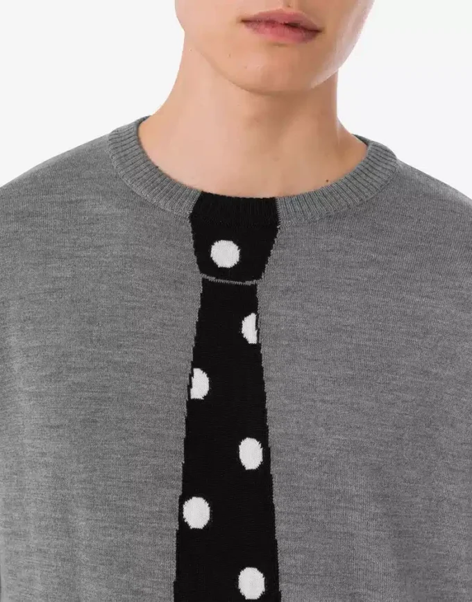 Extra-fine merino wool pullover with intarsia