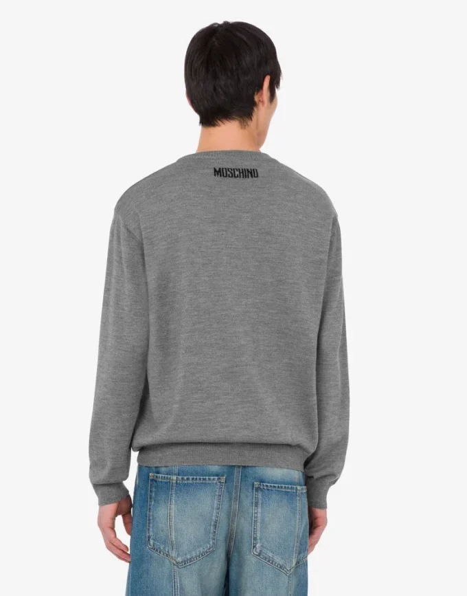 Extra-fine merino wool pullover with intarsia