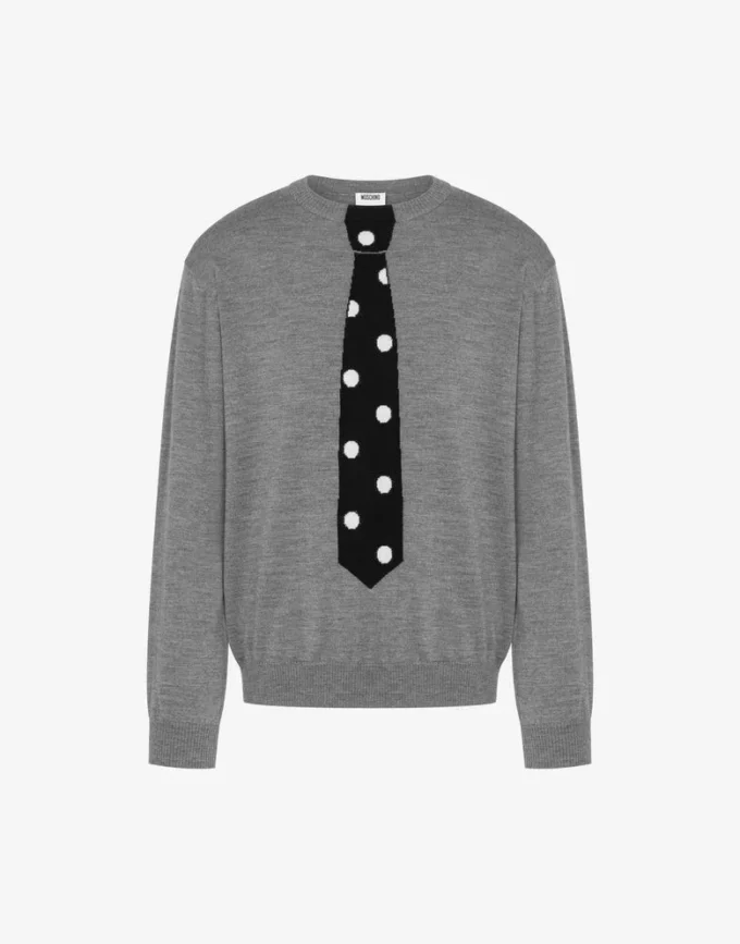 Extra-fine merino wool pullover with intarsia