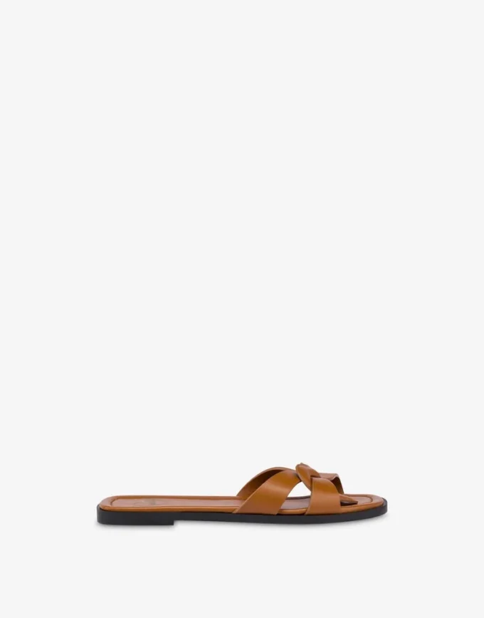 Flat calfskin sandals Filled Heart