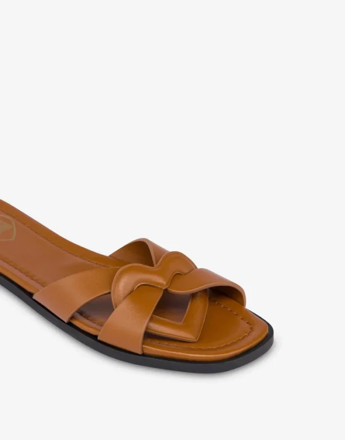 Flat calfskin sandals Filled Heart