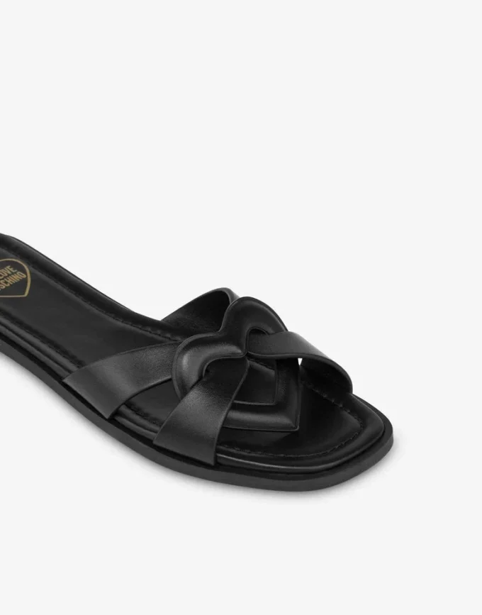 Flat calfskin sandals Filled Heart