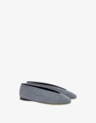 Flocked denim ballet flats
