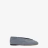 Flocked denim ballet flats
