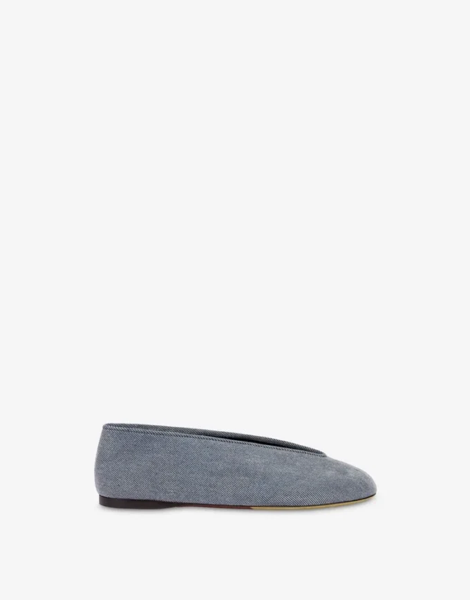 Flocked denim ballet flats