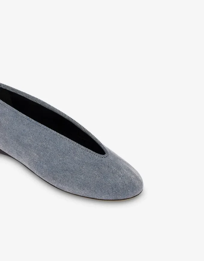 Flocked denim ballet flats