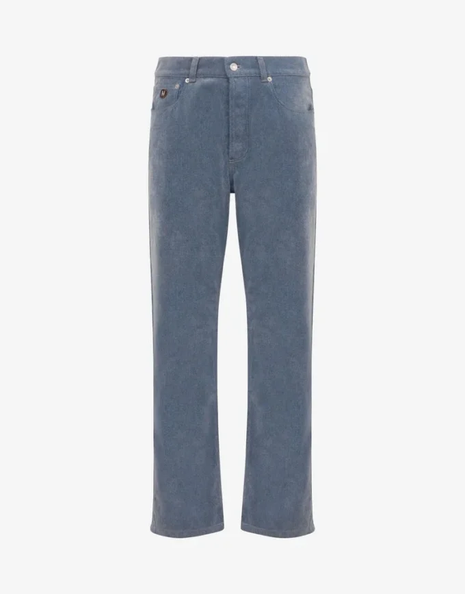 Flocked denim pants