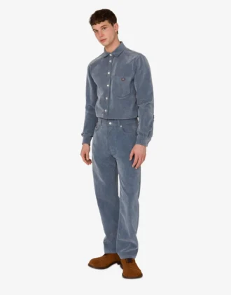 Flocked denim pants
