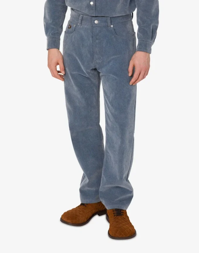 Flocked denim pants