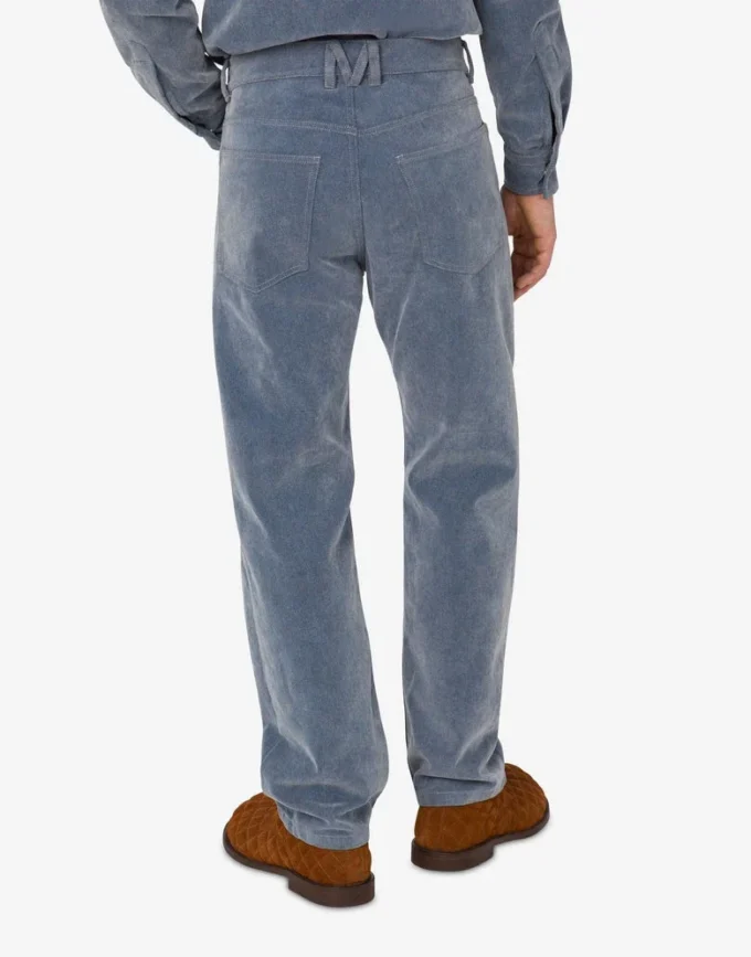 Flocked denim pants