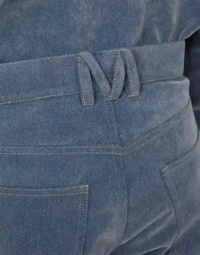 Flocked denim pants