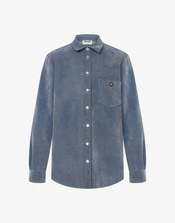 Flocked denim shirt