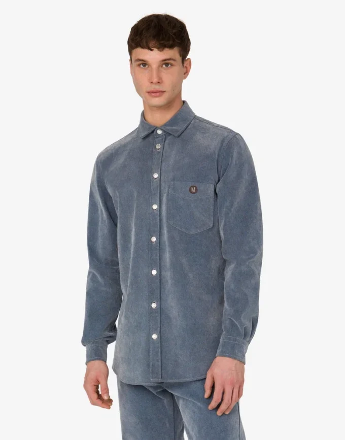 Flocked denim shirt