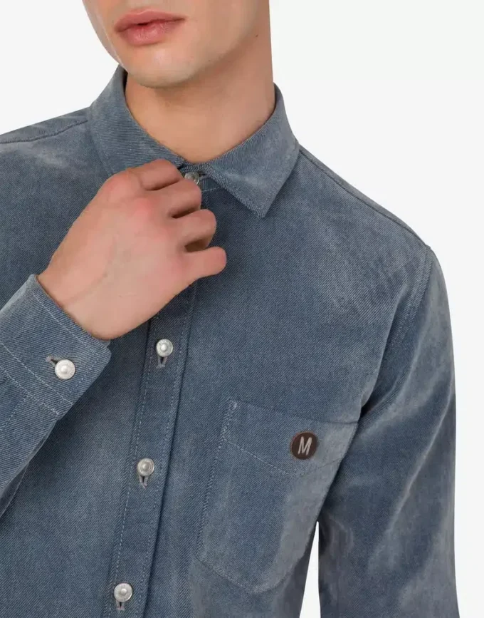 Flocked denim shirt