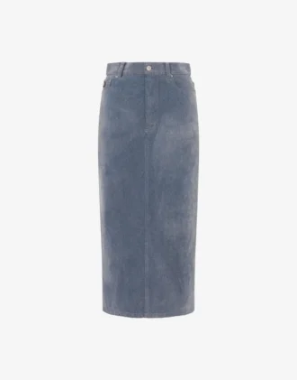 Flocked denim skirt
