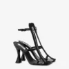 High-heeled patent leather sandals