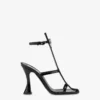 High-heeled patent leather sandals