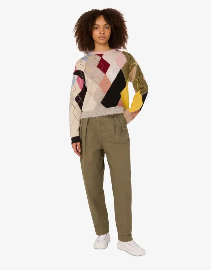 Inlaid gauze mohair pullover